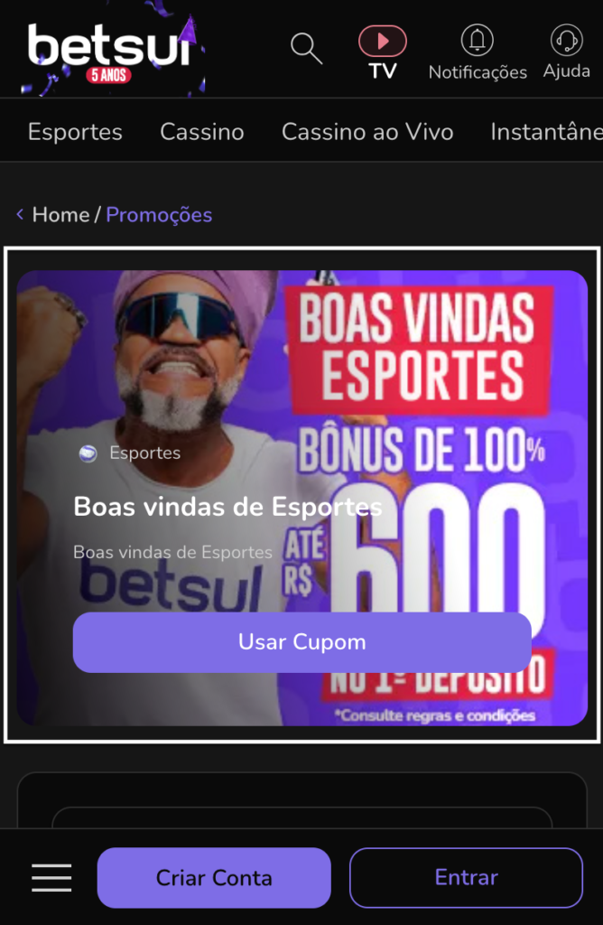 Betsul Bônus de Boas-Vindas para Esportes